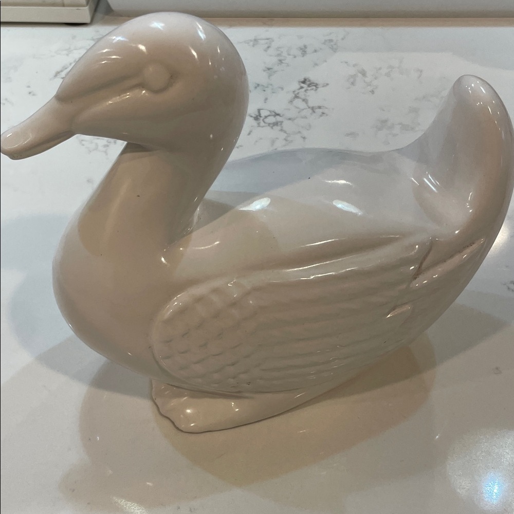 Elegant Cream Ceramic Duck Figurine